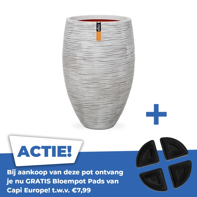 Vaas elegant deluxe rib Ø56xh84 ivoor - afbeelding 1