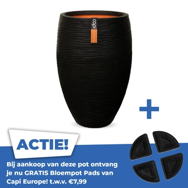 Vaas elegant deluxe rib Ø56xh84 zwart