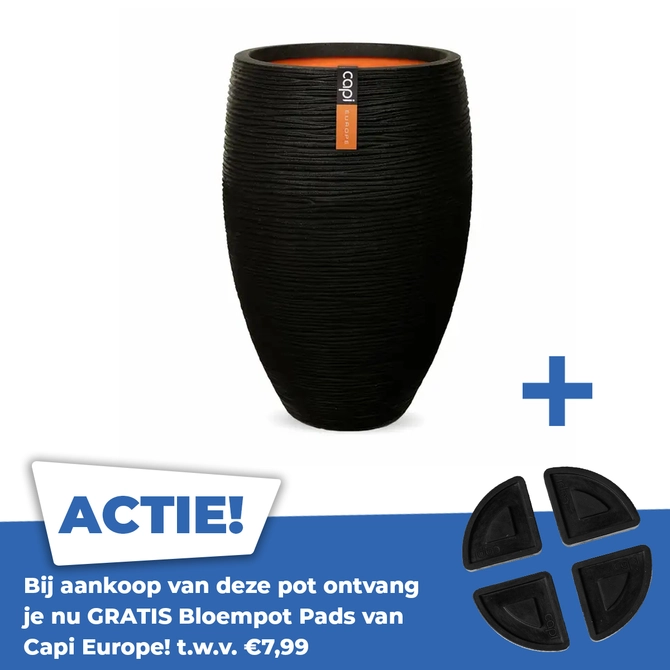 Vaas elegant deluxe Rib NL Ø45 H72 zwart - afbeelding 1