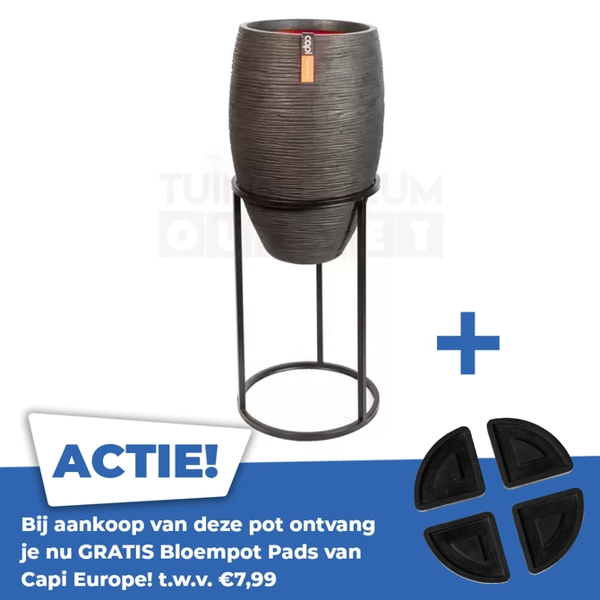 Vaas elegant deluxe Rib NL Ø45 H72 zwart met standaard - afbeelding 1