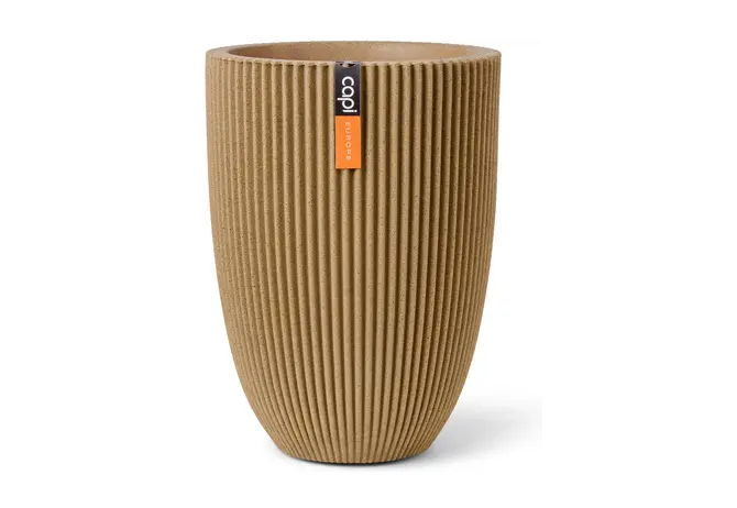 Vaas elegant groove d34h46cm beige, Capi Europe, tuincentrumoutlet.com