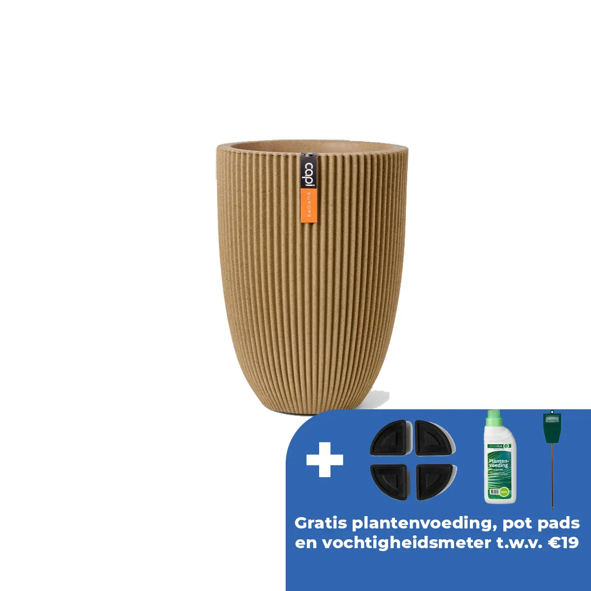 Vaas elegant groove d46h58cm beige afbeelding