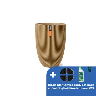 Vaas elegant groove d46h58cm beige - afbeelding 1