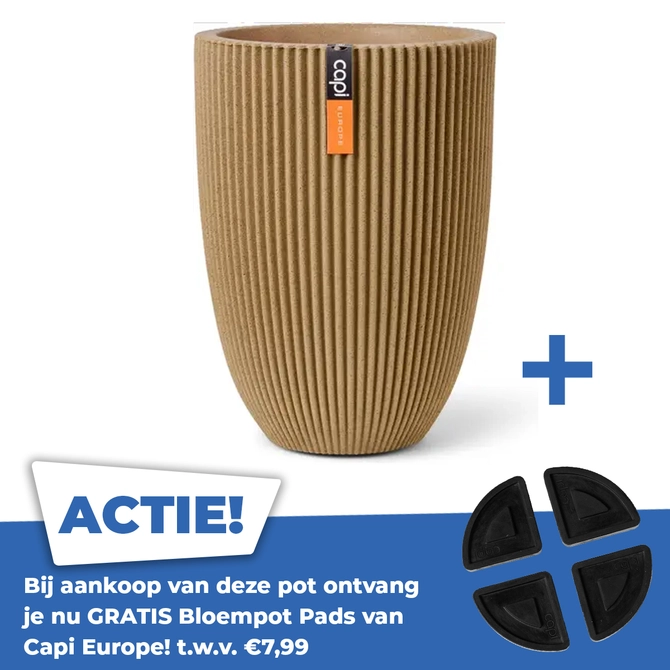 Vaas elegant groove d46h58cm beige - afbeelding 1