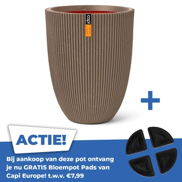 Vaas elegant laag Groove NL 34x46 warm taupe - afbeelding 1