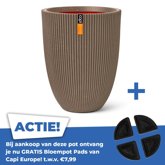 Vaas elegant laag Groove NL 46x58 warm taupe - afbeelding 1