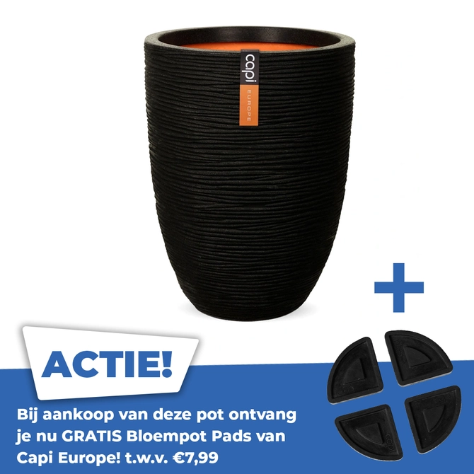 Vaas elegant laag Rib NL Ø36 H47 zwart - afbeelding 1