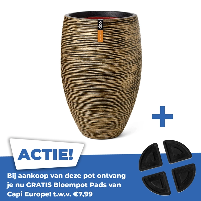 Vaas elegant rib d40xh60 zwart goud - afbeelding 1