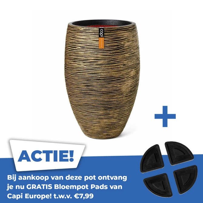 Vaas elegant rib d50xh72 zwart goud - afbeelding 1