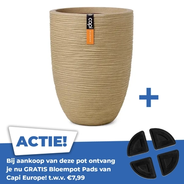 Vaas elegant rib nl d34h46cm beige - afbeelding 1