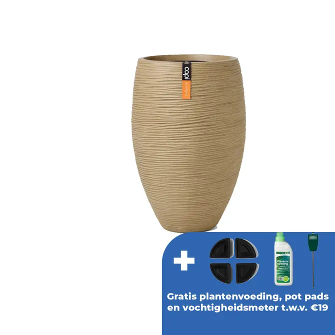 Vaas elegant rib nl d40h60cm beige - afbeelding 1