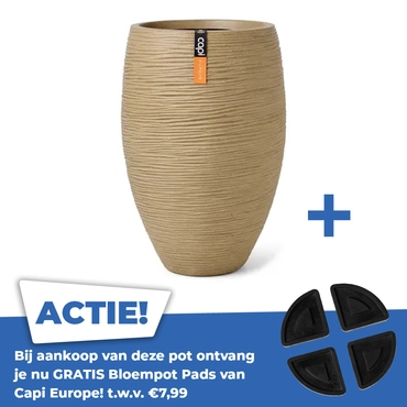 Vaas elegant rib nl d40h60cm beige - afbeelding 1