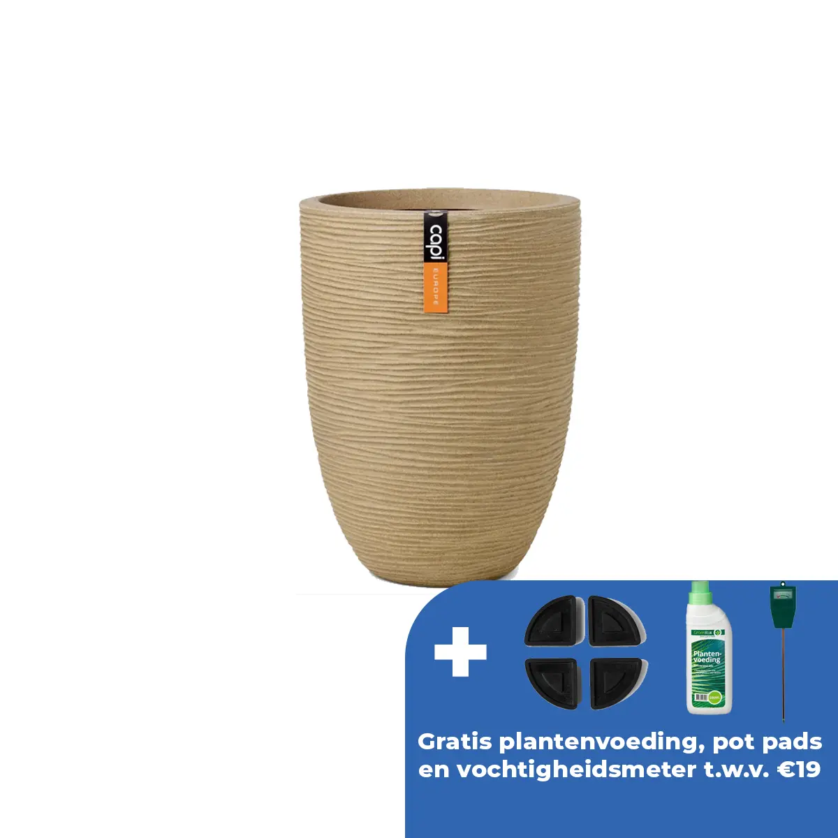 Vaas elegant rib nl d46h58cm beige afbeelding