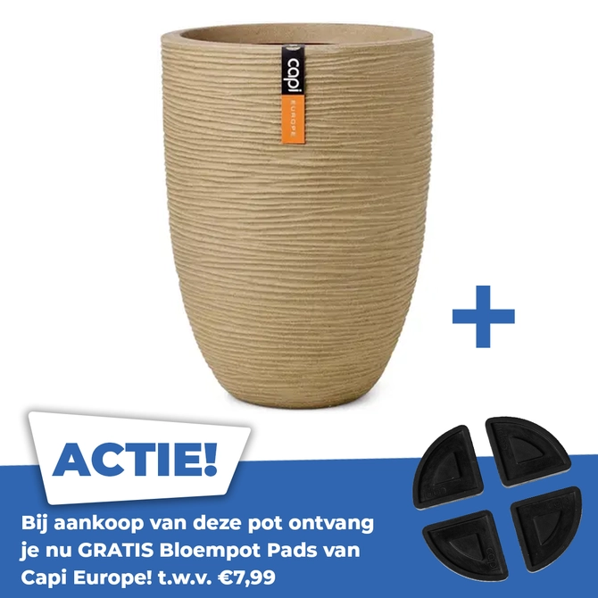 Vaas elegant rib nl d46h58cm beige - afbeelding 1