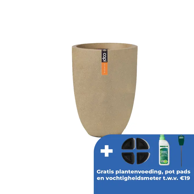 Vaas elegant smooth d26h36cm beige - afbeelding 1