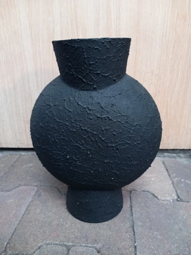 Vaas fresco metaal l23b11h30 zwart - afbeelding 1