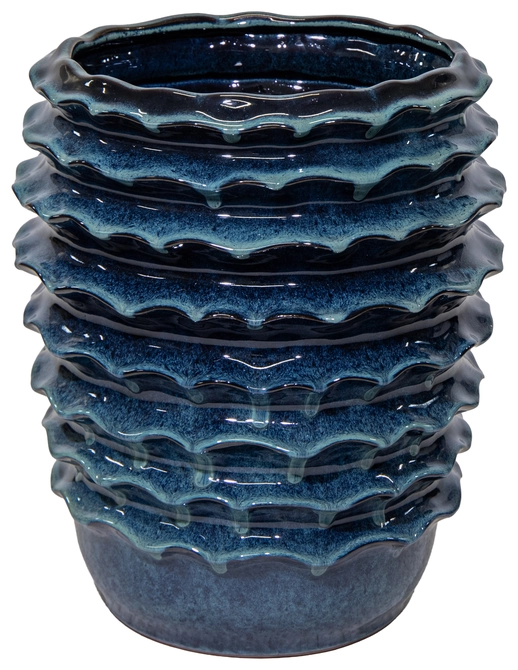 Vaas golf boheme d42h50cm blauw, Mega Collections, tuincentrumoutlet.com