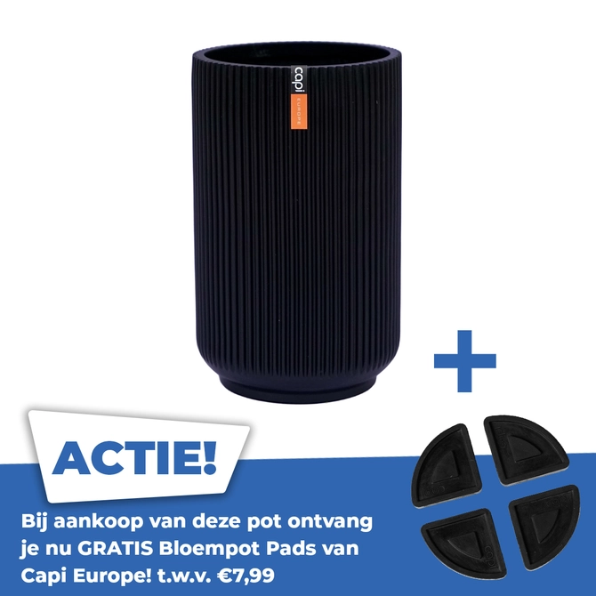 Vaas hoog groove d17h27 zwart - afbeelding 1
