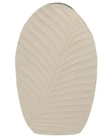 Vaas leaf metaal ov 26x11x41cm crm - afbeelding 1