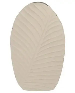 Vaas leaf metaal ov 26x11x41cm crm - afbeelding 1