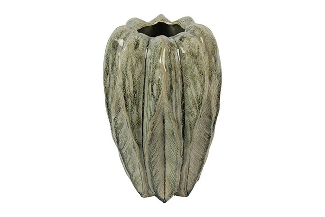 Vaas levi leaf 22x22x35cm grn, Countryfield, tuincentrumoutlet.com