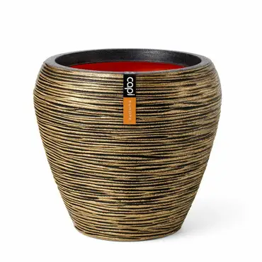 Vase taper round Rib NL 42x38 black gold, Capi Europe, tuincentrumoutlet