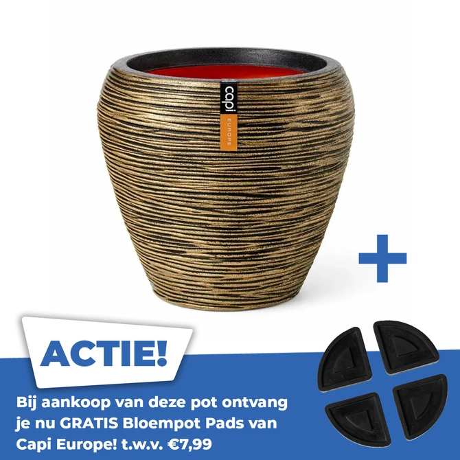 Vaas taps rond rib d42xh38 zwart gd - afbeelding 1