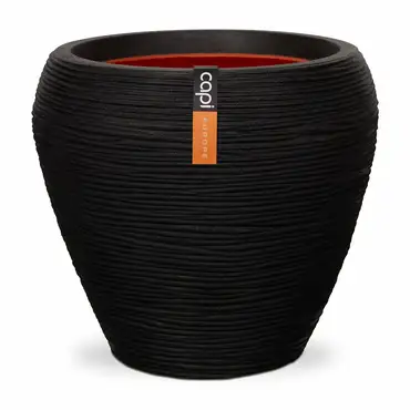 Vase taper round Rib NL 42x38 black, Capi Europe, tuincentrumoutlet