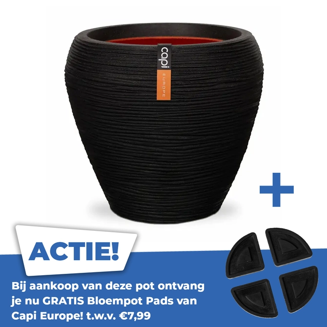 Vaas taps rond Rib NL 42x38 zwart - afbeelding 1
