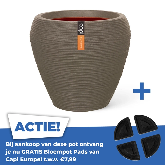 Vaas taps rond rib nl d42h38 taupe - afbeelding 1