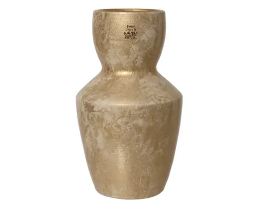 Vaas terracotta d19h30cm wit goud, Decoris, tuincentrumoutlet.com