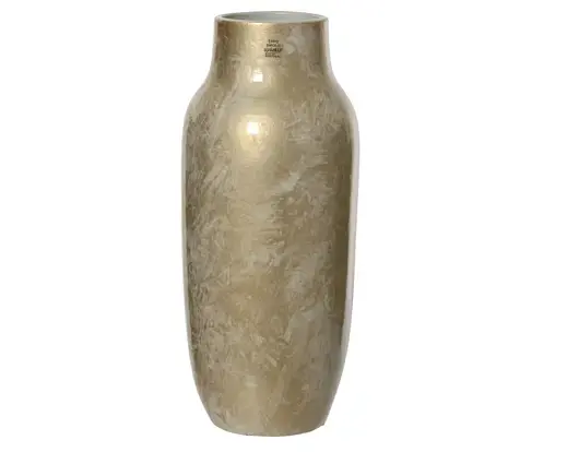 Vaas terracotta d22h52cm wit goud, Decoris, tuincentrumoutlet.com