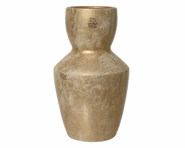 Vaas terracotta d23h40cm wit goud, Decoris, Tuincentrumoutlet.com