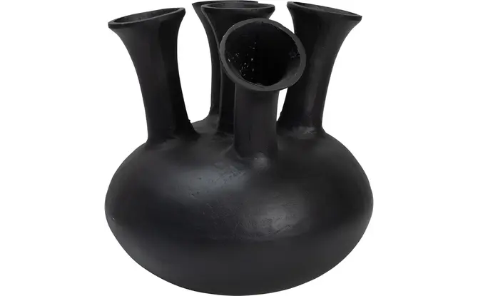 Vaas tulp metaal d30h30cm zwart, Lesli Living, tuincentrumoutlet