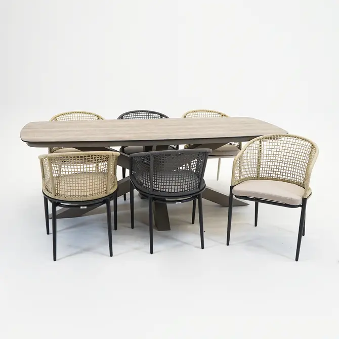 Valerio boat tafel 220cm taupe combinatie, SenS-Line, tuincentrumoutlet.com