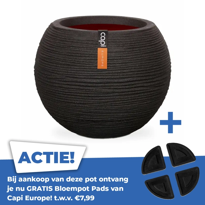 Vase ball Rib NL 62x48 black - afbeelding 1