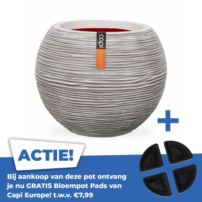 Vase ball Rib NL 62x48 ivory - afbeelding 1