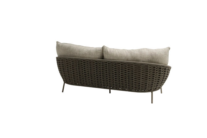 Vera 3 seater bench mocca with 3 cushions, achteraanzicht vera, tuincentrumoutlet.com