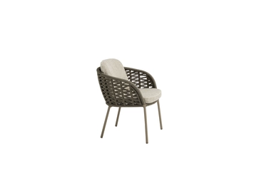 Vera dining chair mocca with 2 cushions, zijaanzicht 4 seasons outdoor, tuincentrumoutlet.com