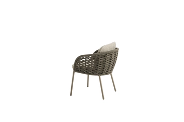 Vera dining chair mocca with 2 cushions, linker zijaanzicht 4 seasons outdoor, tuincentrumoutlet.com