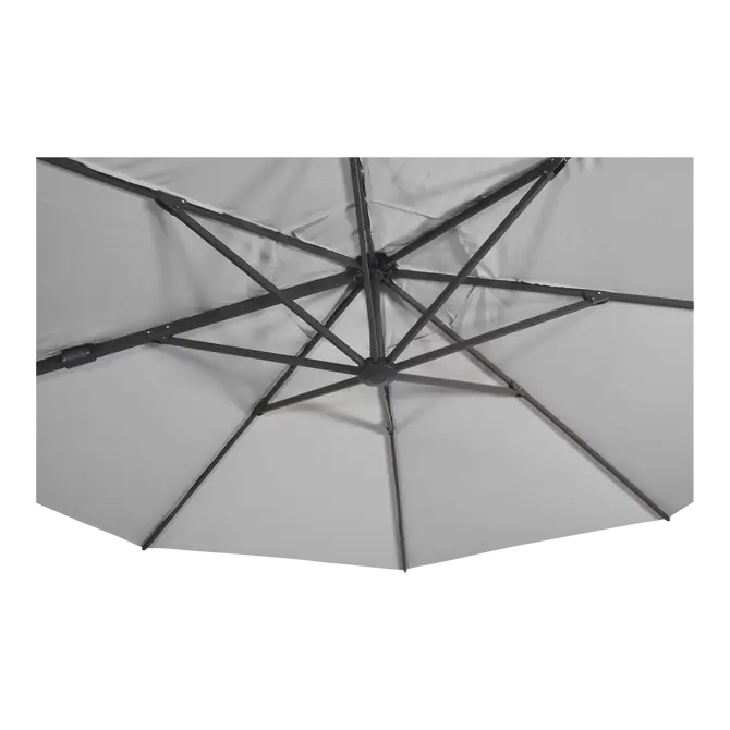 Virgoflex 3,5m grijs met verrijdbare 90kg voet parasol detail doek, Lesli Living, tuincentrumoutlet