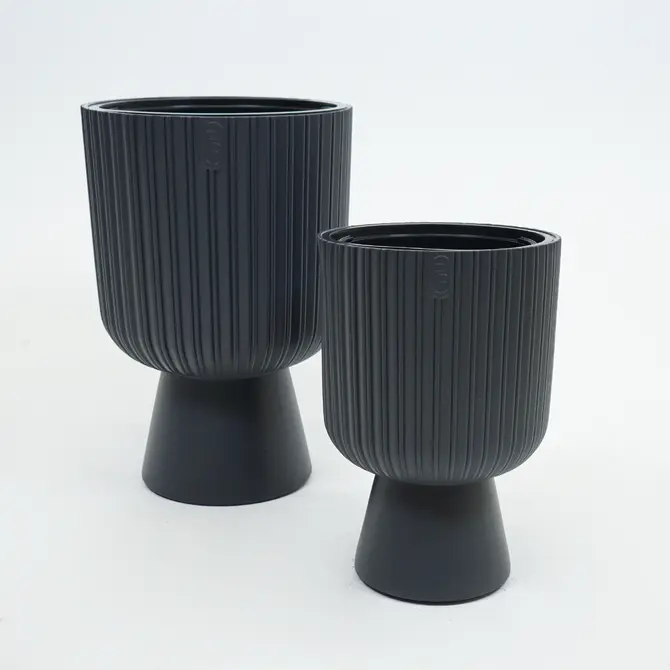 Vita bloempot Mika op voet 40 antraciet set, Vita, tuincentrumoutlet.com