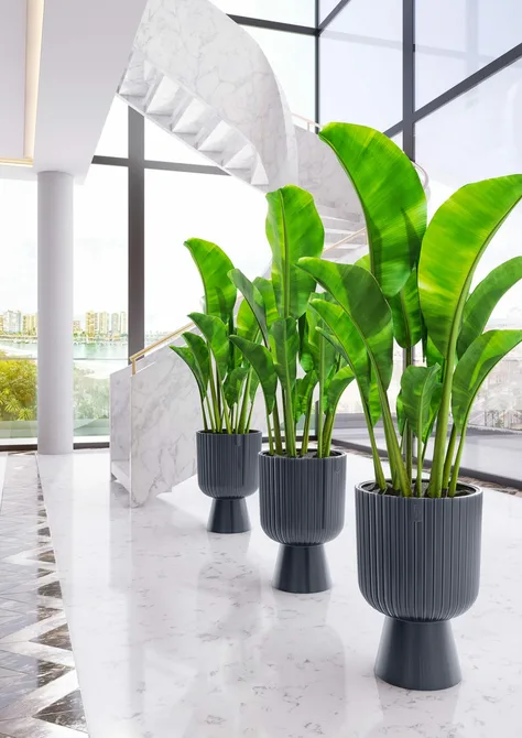 Vita bloempot Mika op voet 40 antraciet sfeer, Vita, tuincentrumoutlet.com