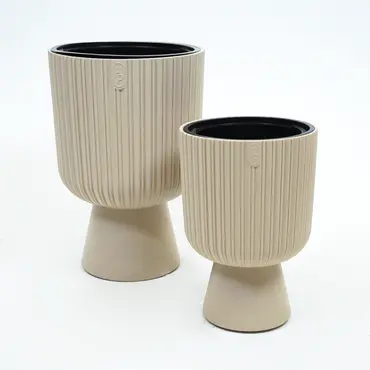 Vita bloempot Mika op voet 40 beige sfeer, Vita, tuincentrumoutlet.com