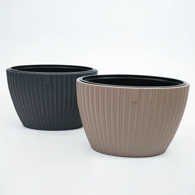 Vita bloempot Mika ovaal 40 taupe sfeer, Vita, tuincentrumoutlet.com