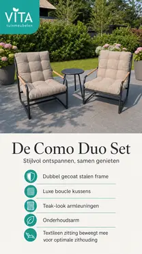Vita Como loungestoel + bijzettafel stoel voor, vita tuinmeubelen, Tuincentrumoutlet.com