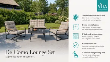 Vita Como loungeset 4- delig stoel voor, Vita tuinmeubels, Tuincentrumoutlet.com