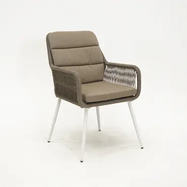Vita Damian diningstoel taupe met zit en rugkussen voorkant, Vita, tuincentrumoutlet.com