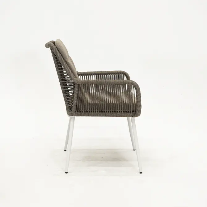 Vita Damian diningstoel taupe met zit en rugkussen zijkant rechts, Vita, tuincentrumoutlet.com