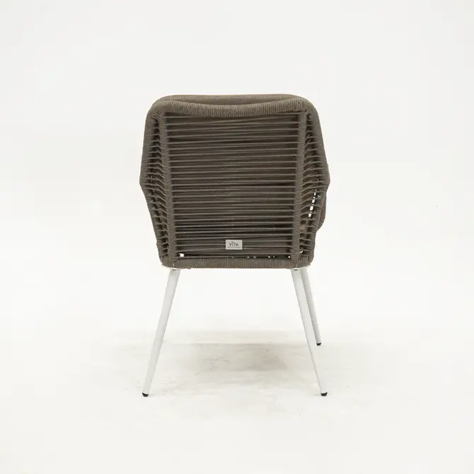 Vita Damian diningstoel taupe met zit en rugkussen achterkant, Vita, tuincentrumoutlet.com